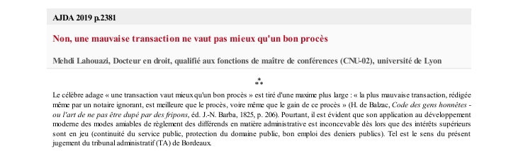 Non, une mauvaise transaction ne vaut pas mieux qu'un bon procès