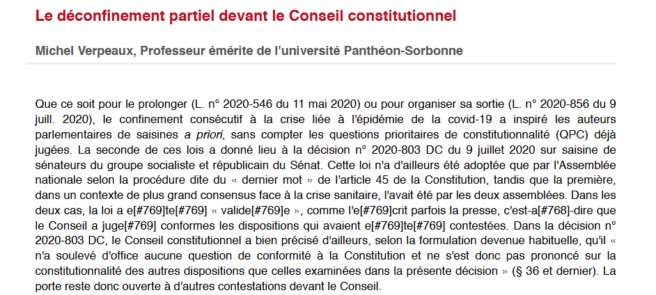 Le déconfinement partiel devant le Conseil constitutionnel