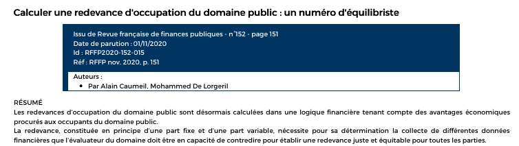 Calculer une redevance d'occupation du domaine public : un numéro d'équilibriste Calculer une redevance d'occupation du domaine public : un numéro d'équilibriste