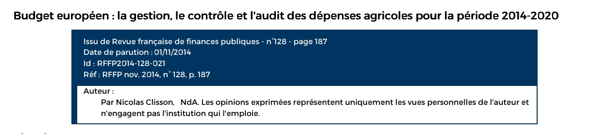 Budget européen : la gestion, le contrôle et l'audit des dépenses agricoles pour la période 2014-2020