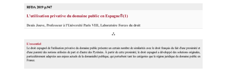 L'utilisation privative du domaine public en Espagne