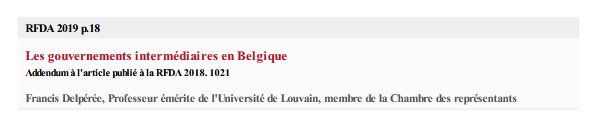 Les gouvernements intermédiaires en Belgique