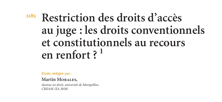 Restriction des droits d’accès au juge : les droits conventionnels et constitutionnels au recours en renfort ?