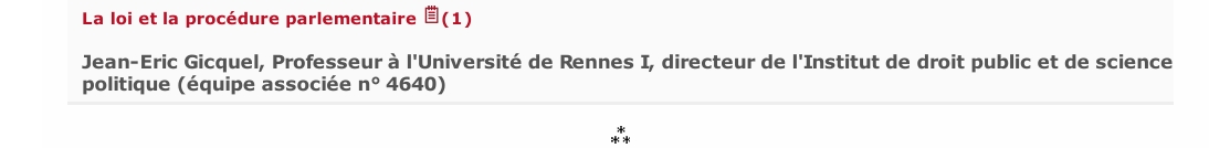 La loi et la procédure parlementaire