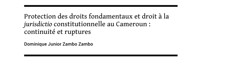 Protection des droits fondamentaux et droit à la  jurisdictio constitutionnelle au Cameroun : continuité et ruptures