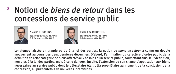 Concessions - Notion de biens de retour dans les concessions de service public