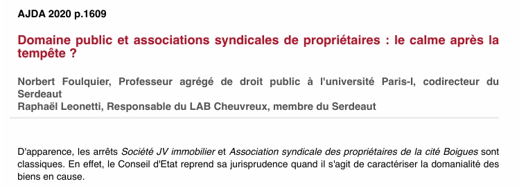 Domaine public et associations syndicales de propriétaires : le calme après la tempête ?