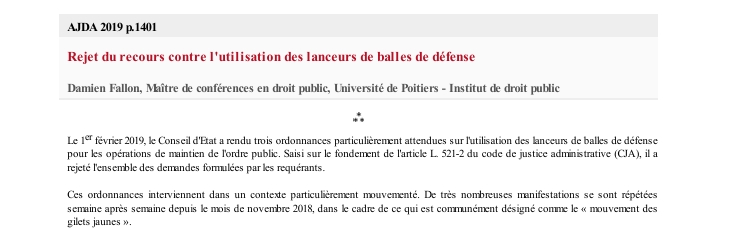 Rejet du recours contre l'utilisation des lanceurs de balles de défense