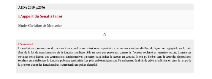 L'apport du Sénat à la loi