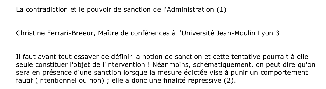 La contradiction et le pouvoir de sanction de l'Administration