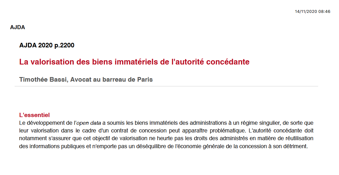 La valorisation des biens immatériels de l'autorité concédante