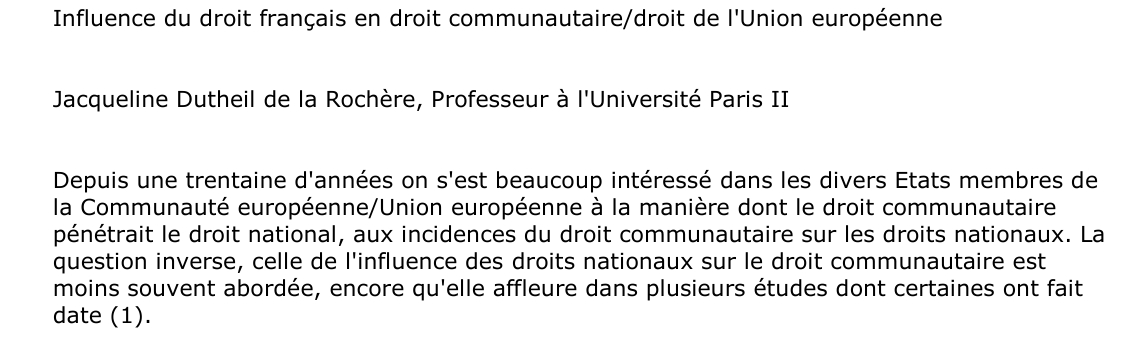 Influence du droit français en droit communautaire/droit de l'Union européenne