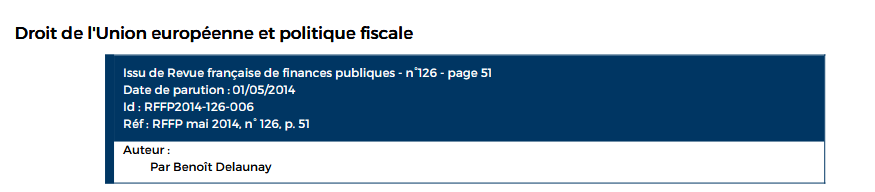 Droit de l'Union européenne et politique fiscale