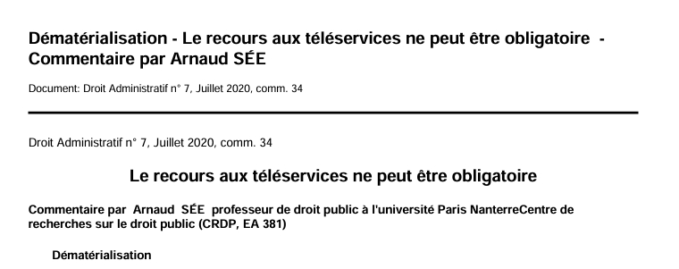 Dématérialisation - Le recours aux téléservices ne peut être obligatoire