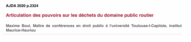 Articulation des pouvoirs sur les déchets du domaine public routier