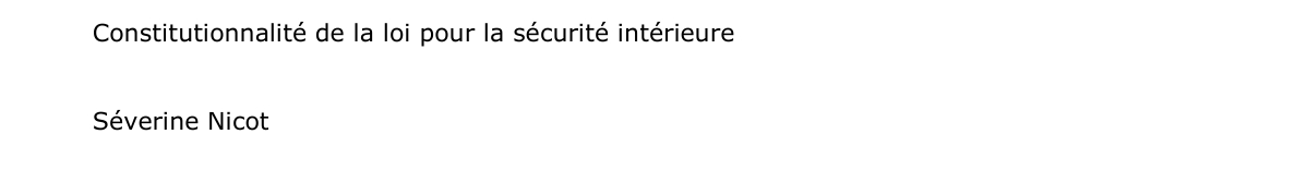 Constitutionnalité de la loi pour la sécurité intérieure