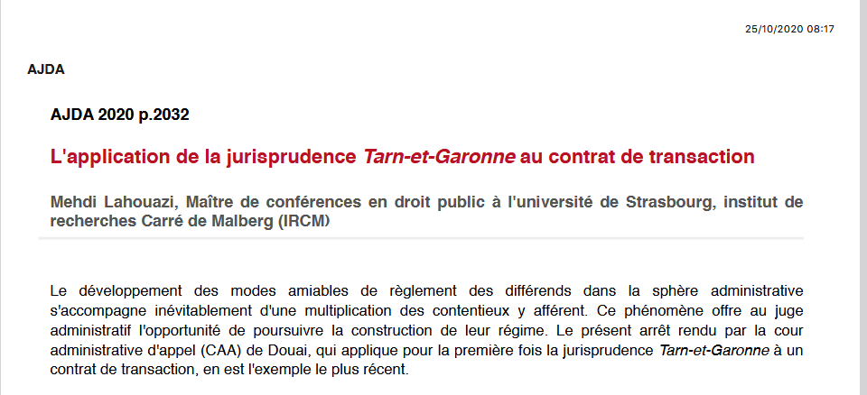 L'application de la jurisprudence Tarn-et-Garonne au contrat de transaction