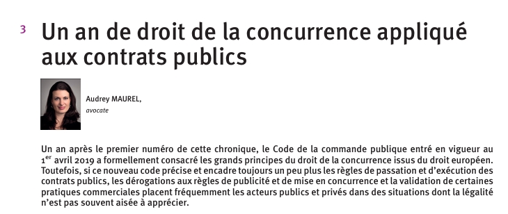 Un an de droit de la concurrence appliqué aux contrats publics