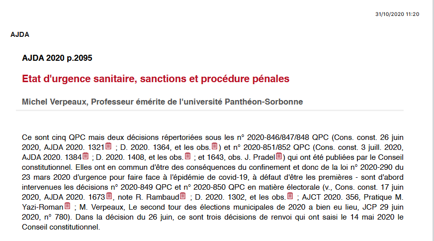 Etat d'urgence sanitaire, sanctions et procédure pénales