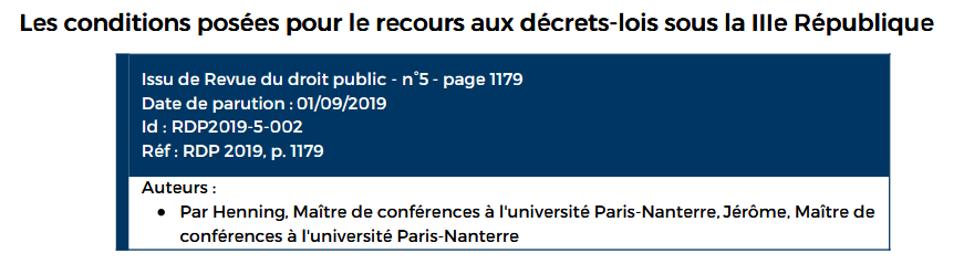 Les conditions posées pour le recours aux décrets-lois sous la IIIe République