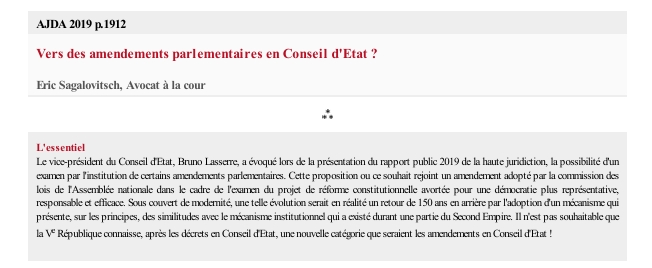 Vers des amendements parlementaires en Conseil d'Etat ?