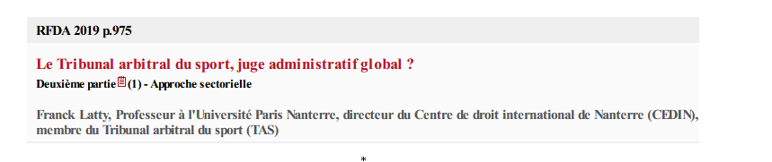 Le Tribunal arbitral du sport, juge administratif global ?