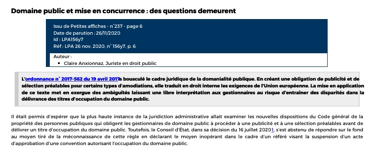Domaine public et mise en concurrence : des questions demeurent