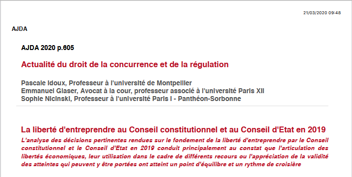 Actualité du droit de la concurrence et de la régulation