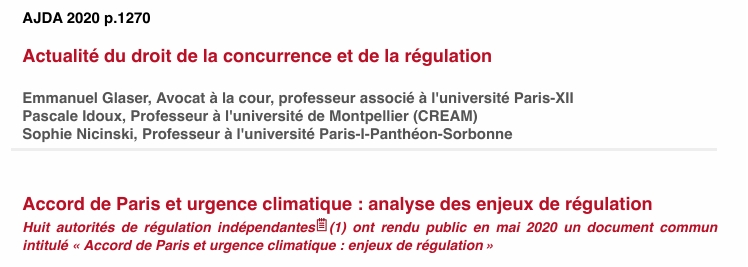Actualité du droit de la concurrence et de la régulation