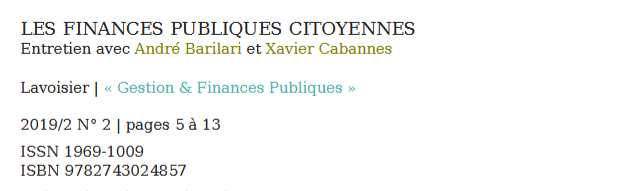 LES FINANCES PUBLIQUES CITOYENNES