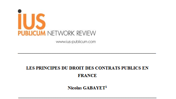 LES PRINCIPES DU DROIT DES CONTRATS PUBLICS EN FRANCE