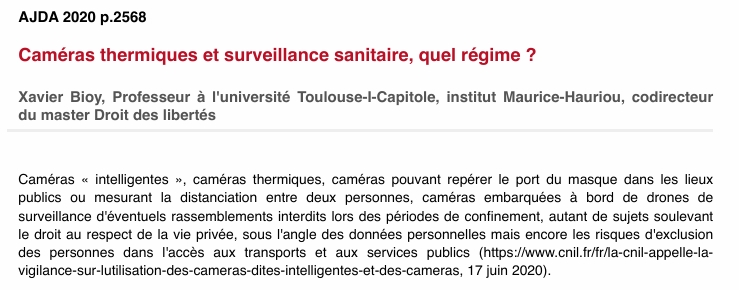 Caméras thermiques et surveillance sanitaire, quel régime ?