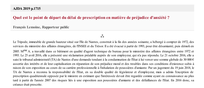 Quel est le point de départ du délai de prescription en matière de préjudice d'anxiété ?