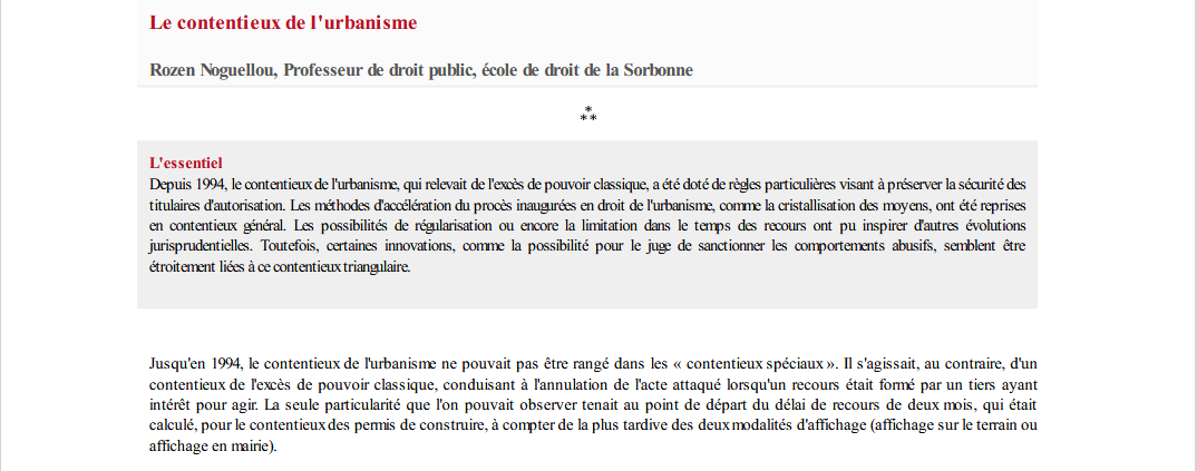 Le contentieux de l'urbanisme