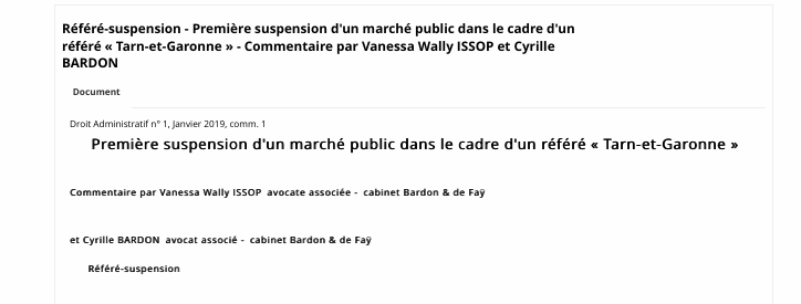 Référé-suspension - Première suspension d'un marché public dans le cadre d'un référé « Tarn-et-Garonne »