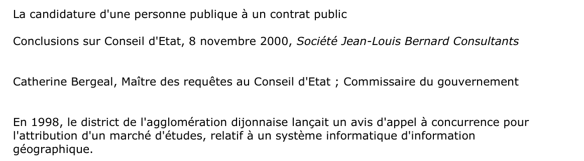 La candidature d'une personne publique à un contrat public