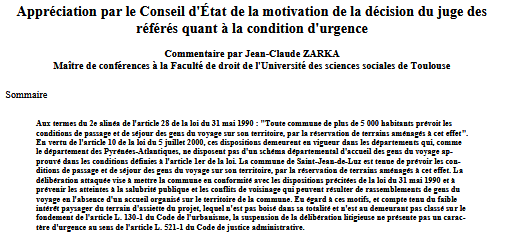 Appréciation par le Conseil d'État de la motivation de la décision du juge des  référés quant à la condition d'urgence