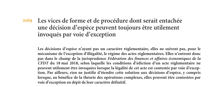 Les vices de forme et de procédure dont serait entachée une décision d’espèce peuvent toujours être utilement invoqués par voie d’exception