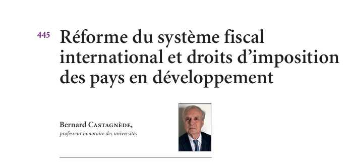 Réforme du système fiscal international et droits d’imposition des pays en développement