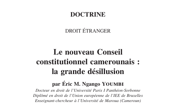 Le nouveau conseil  constitutionnel camerounais :  la grande désillusion