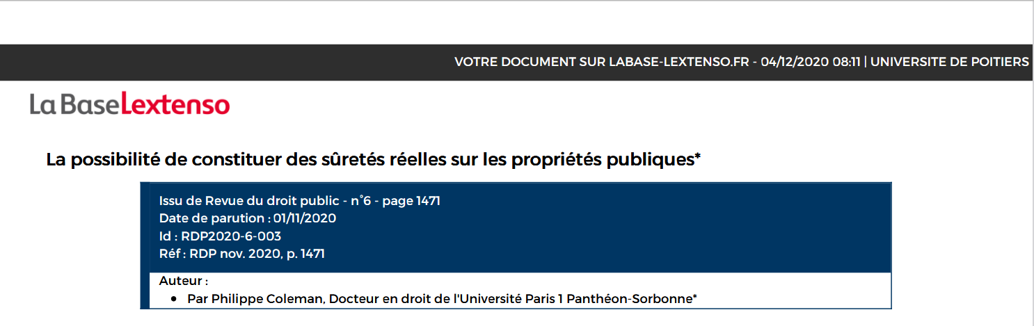 La possibilité de constituer des sûretés réelles sur les propriétés publiques