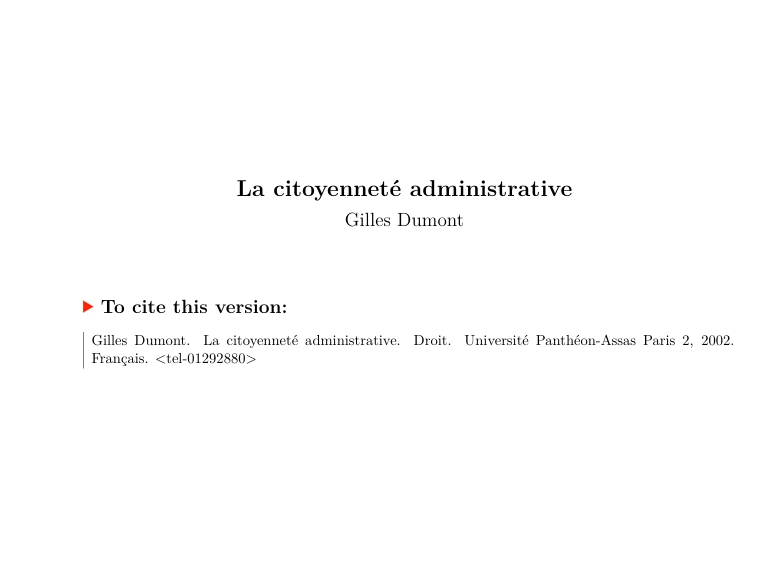 La citoyenneté administrative