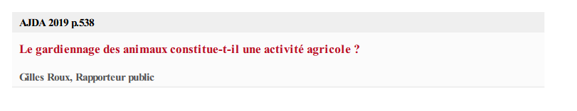 Le gardiennage des animaux constitue-t-il une activité agricole ?