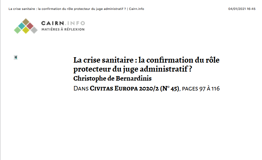 La crise sanitaire : la confirmation du rôle protecteur du juge administratif ?