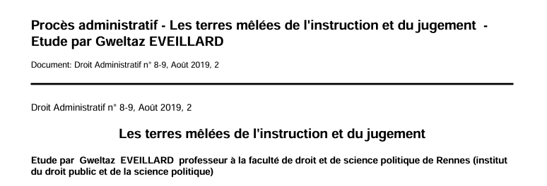 Procès administratif - Les terres mêlées de l'instruction et du jugement