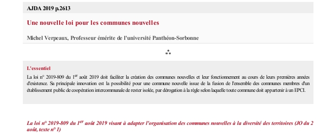 Une nouvelle loi pour les communes nouvelles