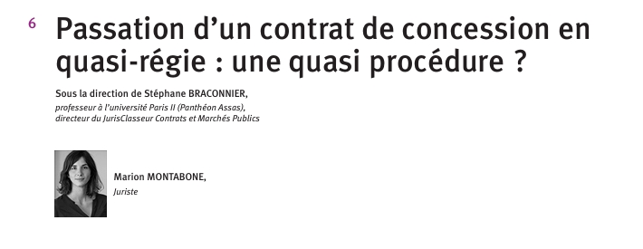 Passation d’un contrat de concession en quasi-régie : une quasi procédure ?