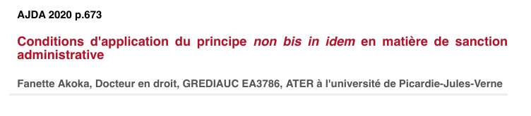Conditions d'application du principe non bis in idem en matière de sanction administrative