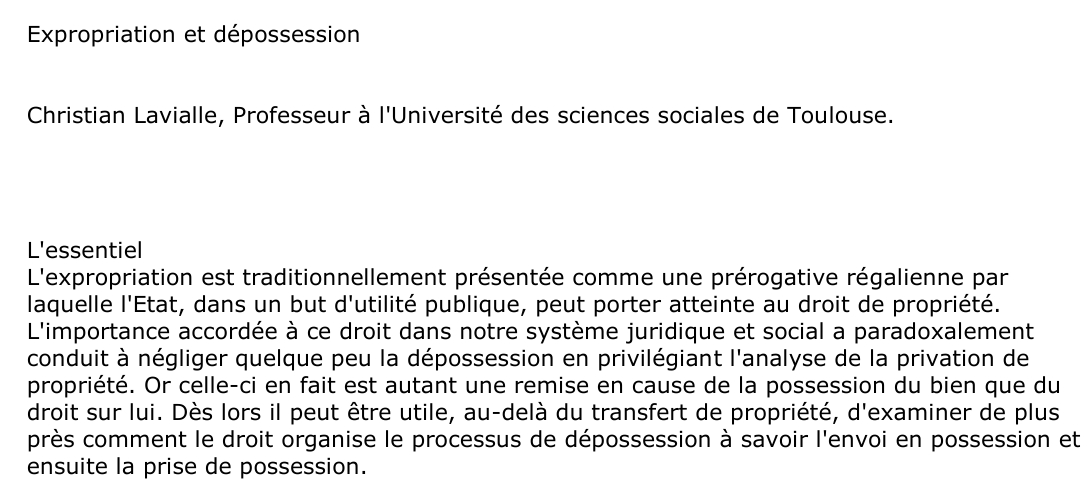 Expropriation et dépossession
