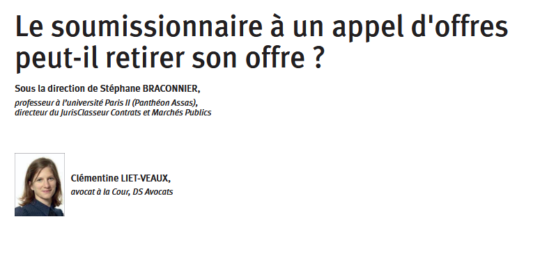 Le soumissionnaire à un appel d'offres peut-il retirer son offre ?